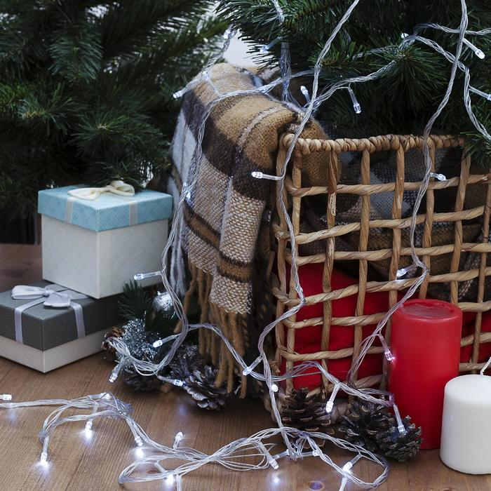 Гирлянда &laquo;Нить&raquo; 20 м, IP20, прозрачная нить, 200 LED, свечение белое, 8 режимов, 220 В