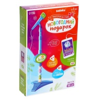 Микрофон на стойке &laquo;Новогодний подарок&raquo;, цвет голубой