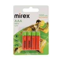 Аккумулятор Mirex, Ni-Mh, AAA, HR03-4BL, 1.2В, 1100 мАч, блистер, 4 шт. Аккумулятор Mirex, Ni-Mh, AAA, HR03-4BL, 1.2В, 1100 мАч, блистер, 4 шт.