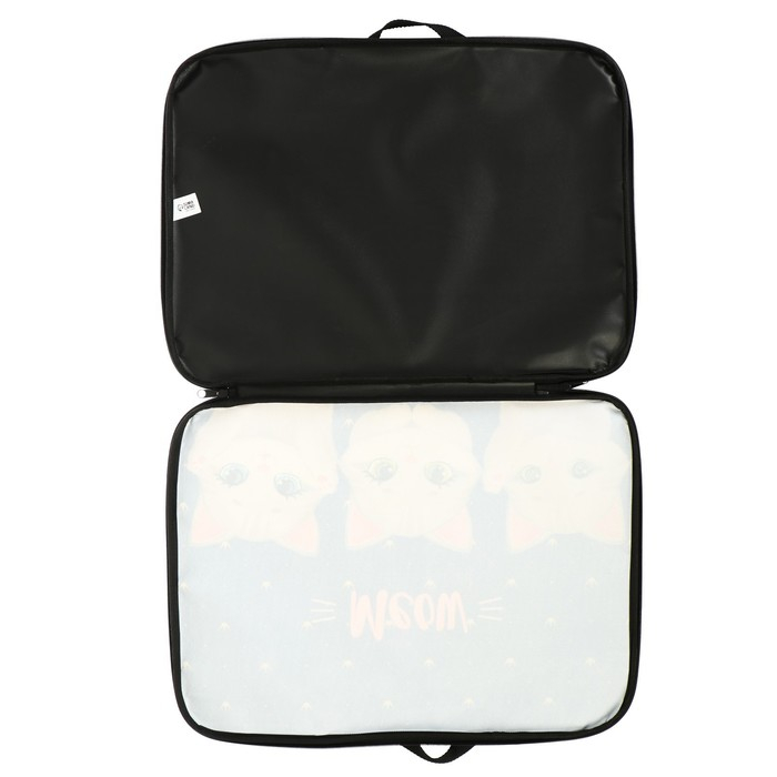 Папка для чертежей и рисунков А3, 470 х 350 х 20 мм, с ручками, текстильная, Calligrata Папка для чертежей и рисунков А3, 470 х 350 х 20 мм, с ручками, текстильная, Calligrata "Котики"