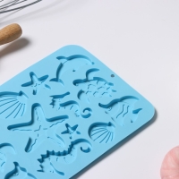 Форма для кондитерских украшений Доляна &laquo;Морская история&raquo;, силикон, 23&times;16&times;0,5 см, 13 ячеек, цвет голубой