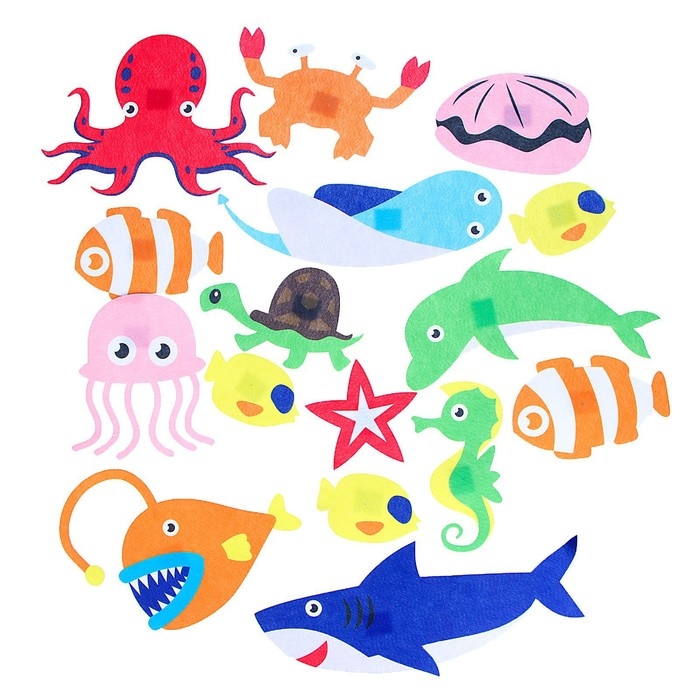 Бизиборд на стену из фетра «Морские жители» 25 деталей на липучке, размер поля — 105 × 75 см Бизиборд на стену из фетра «Морские жители» 25 деталей на липучке, размер поля — 105 × 75 см