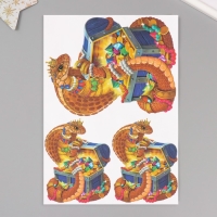 Новогодняя декупажная карта "Змея с сундуком", плотность 45 г/м2, формат А4 Новогодняя декупажная карта "Змея с сундуком", плотность 45 г/м2, формат А4