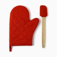 Набор подарочный Доляна "Жить красиво": варежка-прихватка, лопатка силикон Набор подарочный Доляна "Жить красиво": варежка-прихватка, лопатка силикон