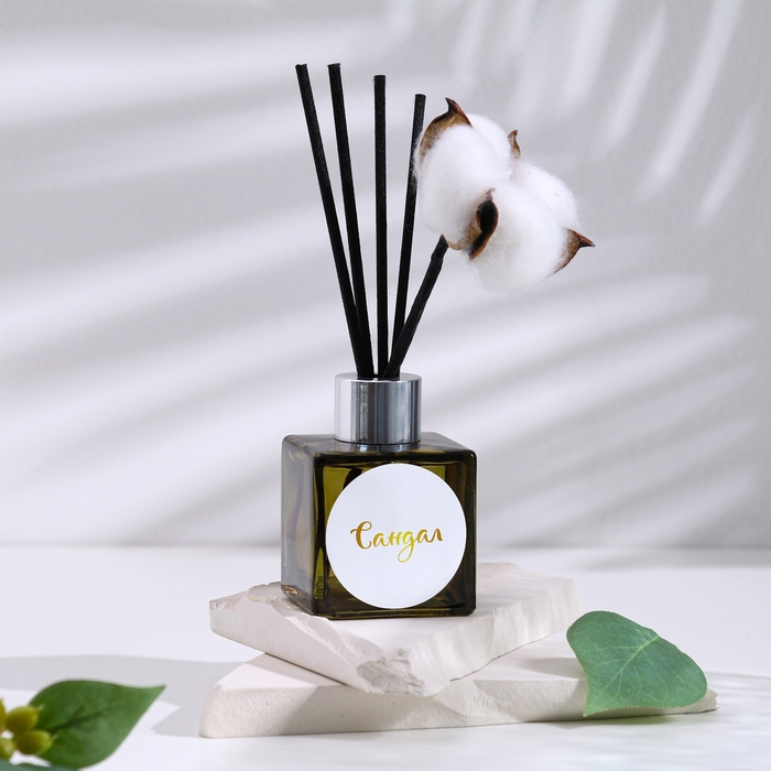 Диффузор ароматический с цветком хлопка "Нежный", 50 мл, сандал, "Богатство Аромата"