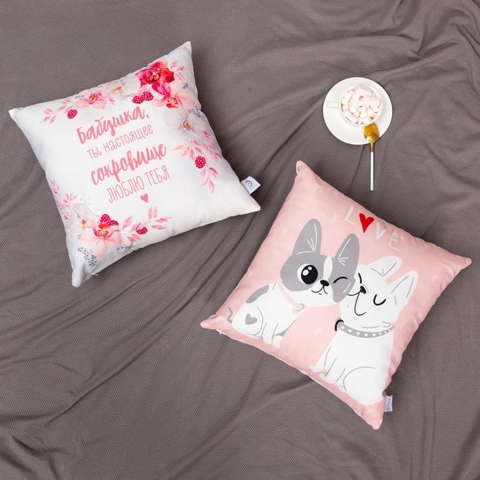 Подушка "Этель" Любимая бабушка, 40х40 см, велюр, 100% п/э