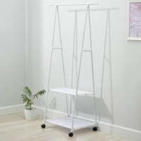 Стойка - вешалка для одежды, 2 полочки, 55&times;42&times;160 см, цвет белый