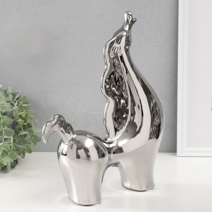 Сувенир керамика Сувенир керамика "Гордый конь" серебро 7,5х26х31 см