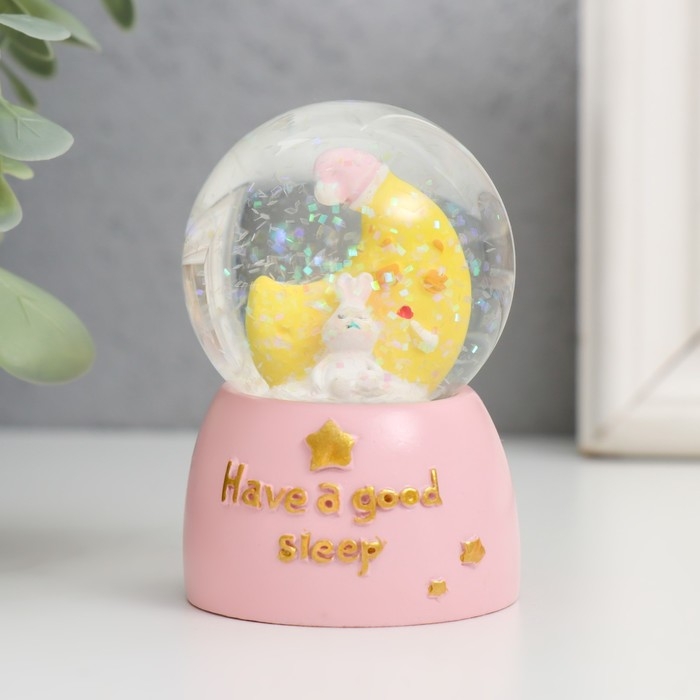 Сувенир полистоун водяной шар свет Сувенир полистоун водяной шар свет "Зайчик на месяце" МИКС 4х4х6,7 см