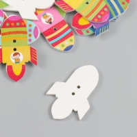 Пуговицы дерево для творчества 2 прокола "Ракета" набор 20 шт 2,3х3,6 см