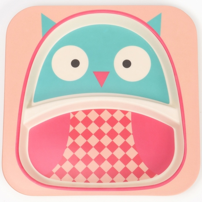 Набор детской посуды из бамбука &laquo;Совушка&raquo;, 5 предметов: тарелка, миска, стакан, столовые приборы