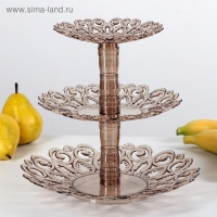 Фруктовница 3-х ярусная «Мелодия», d=16 см, 21 см, 27 см, цвет кофейный Фруктовница 3-х ярусная «Мелодия», d=16 см, 21 см, 27 см, цвет кофейный