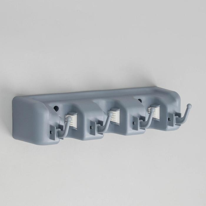 Держатель для уборочного инвентаря с крючками, 26&times;6&times;9 см, цвет МИКС