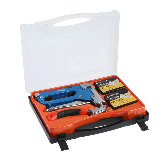 Степлер мебельный в кейсе ТУНДРА, типы скоб 140/28/300, 4 - 14 мм + скобоудалитель, скобы Степлер мебельный в кейсе ТУНДРА, типы скоб 140/28/300, 4 - 14 мм + скобоудалитель, скобы