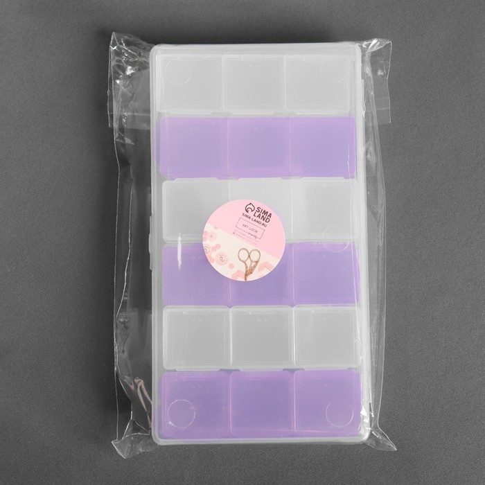 Набор органайзеров, 6 рядов по 3 ячейки, в контейнере, 15 &times; 8 &times; 2 см, цвет МИКС