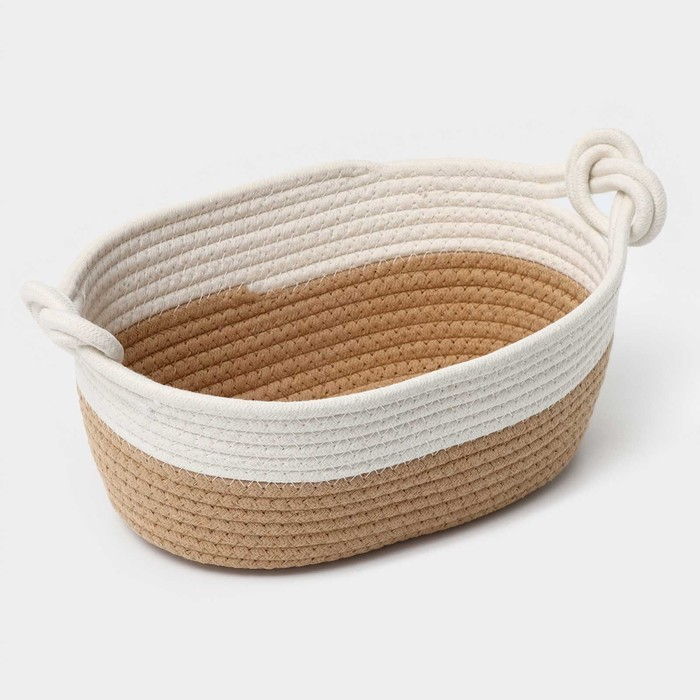 Корзина для хранения плетёная ручной работы LaDо́m &laquo;Вега&raquo;, хлопок, 33&times;22&times;13 см, цвет бежевый