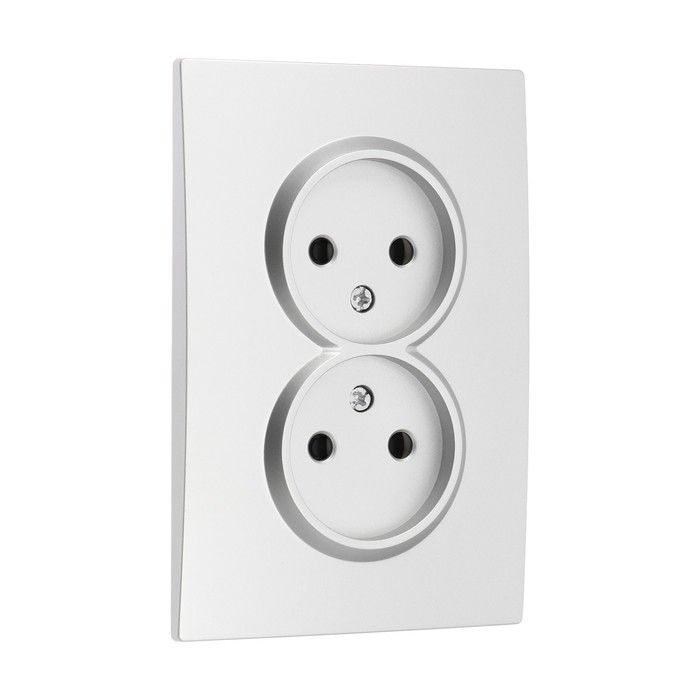 Розетка двухместная TOT Elegant, 10 А, скрытая, без з/к, серебристая