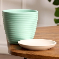 Горшок цветочный Спираль бирюзовый крокус №1, 0,7 л, d - 11,7 см