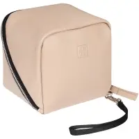 Дорожная косметичка Cubo, бежевая с логотипом Дорожная косметичка Cubo, бежевая с логотипом