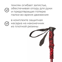 Палка для скандинавской ходьбы ONLITOP, телескопическая, 3 секции, алюминий, до 135 см, 1 шт., цвет красный/синий, Палка для скандинавской ходьбы ONLITOP, телескопическая, 3 секции, алюминий, до 135 см, 1 шт., цвет красный/синий,