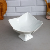 Салатник &laquo;Тюльпан&raquo;, с подставкой, 2 л, золотая обводка, фарфор, Иран