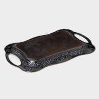 Поднос из нержавеющей стали с ручками &laquo;Изобилие&raquo;, 38&times;25&times;2,5 см, цвет бронзовый