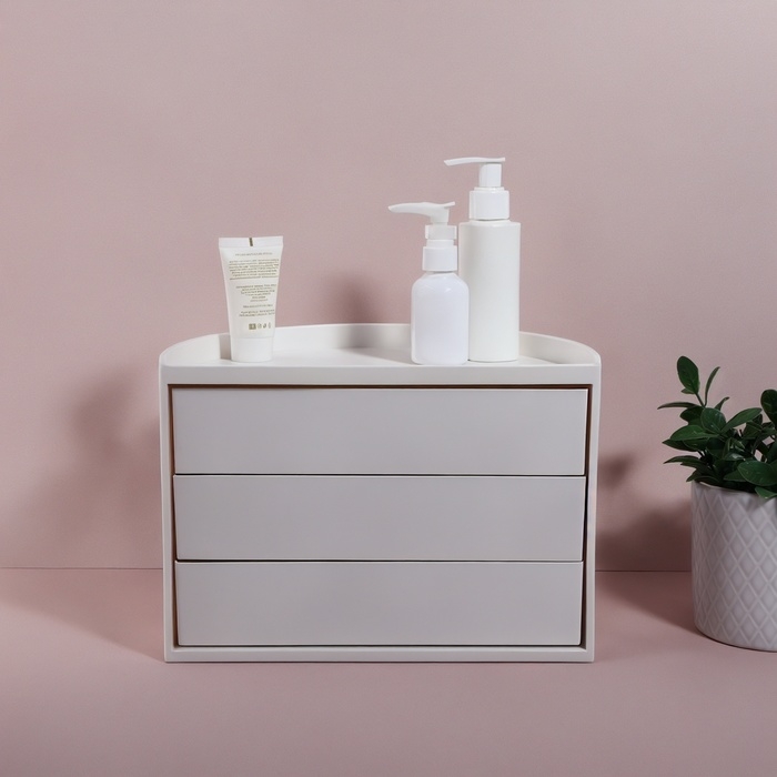 Органайзер для хранения, вращающийся, 3 секции, 27 × 15 см, цвет белый Органайзер для хранения, вращающийся, 3 секции, 27 × 15 см, цвет белый