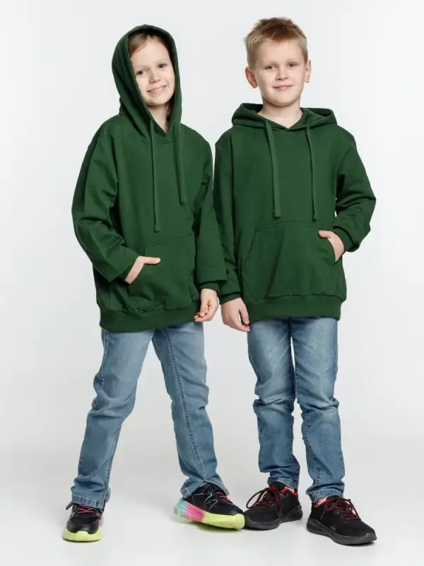 Худи детское Kirenga Kids 2.0, темно-зеленое, 6 лет