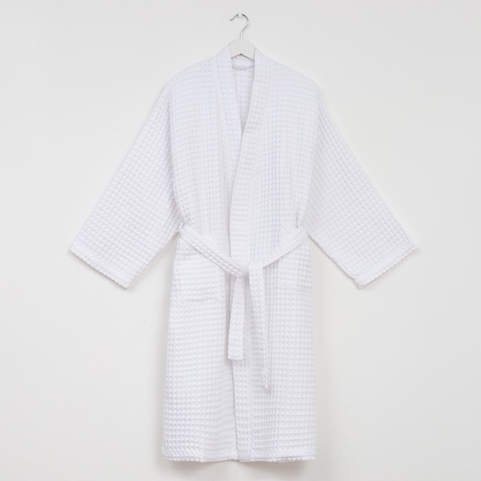 Халат вафельный мужской удлиненный Этель "Boho" размер 58-60, цвет белый, 100% хлопок, 290 г/м2