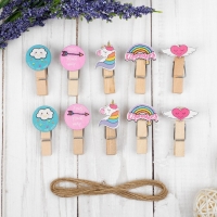 Прищепки декоративные с веревкой для подвеса &laquo;Вдохновение&raquo; набор 10 шт.