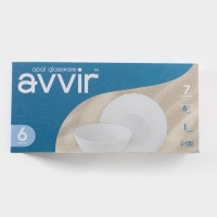 Набор салатников Доляна &laquo;Дива&raquo;, 7 предметов: 6 шт: d=11 см, 1 шт: d=20 см, стеклокерамика