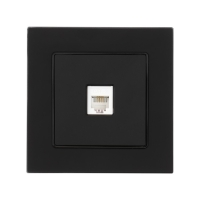 Розетка телефонная одноместная TOT Matte Glass, скрытая, стекло, черная Розетка телефонная одноместная TOT Matte Glass, скрытая, стекло, черная