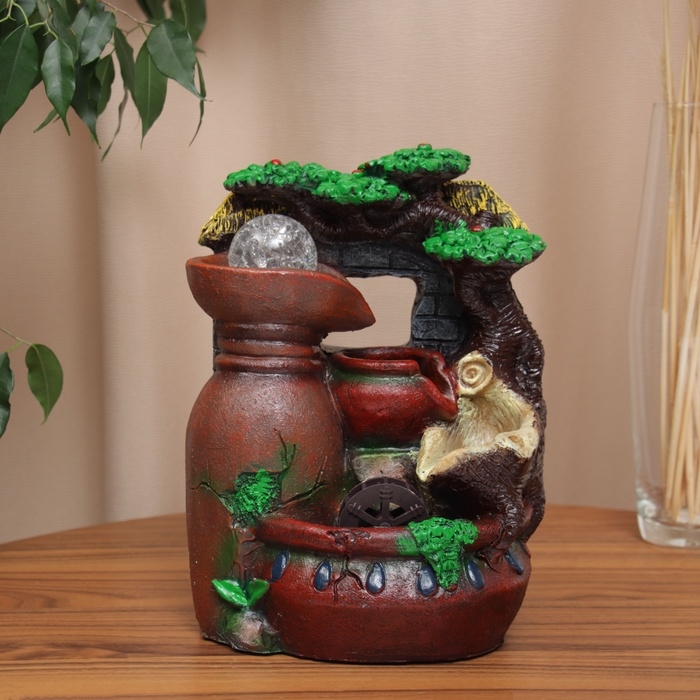 Фонтан Фонтан "Каменные бочки под пышным деревом" 27х20 см (с подсветкой)