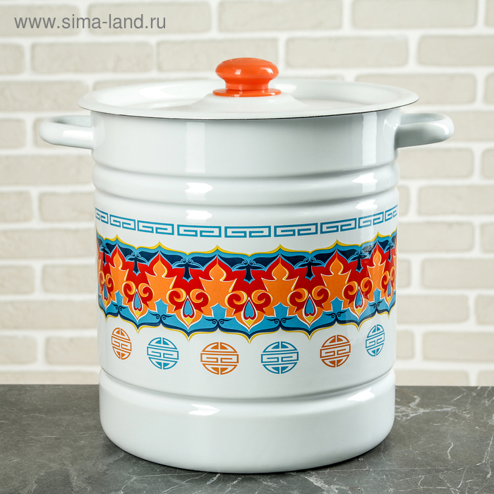 Позница-мантоварка эмалированная, 12 л, 4 вставки, цвет белый, деколь МИКС Позница-мантоварка эмалированная, 12 л, 4 вставки, цвет белый, деколь МИКС