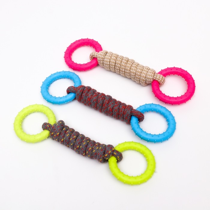 Игрушка канатная с жевательными элементами Игрушка канатная с жевательными элементами "Лолли", до 30 см, до 120 г, микс цветов