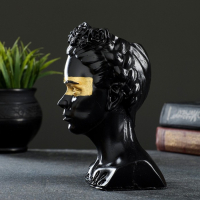 Кашпо - органайзер "Бюст Фрида" черный с золотом, 11х17х11см Кашпо - органайзер "Бюст Фрида" черный с золотом, 11х17х11см