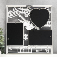 Фоторамка пластик на 3 фото 10х15, 13х12 см "Скрипка и ноты" белый 34х32 см Фоторамка пластик на 3 фото 10х15, 13х12 см "Скрипка и ноты" белый 34х32 см