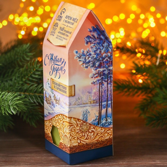 Набор &laquo;С Новым годом&raquo;: травяной чай 20 г. и крем-мед 120 г.