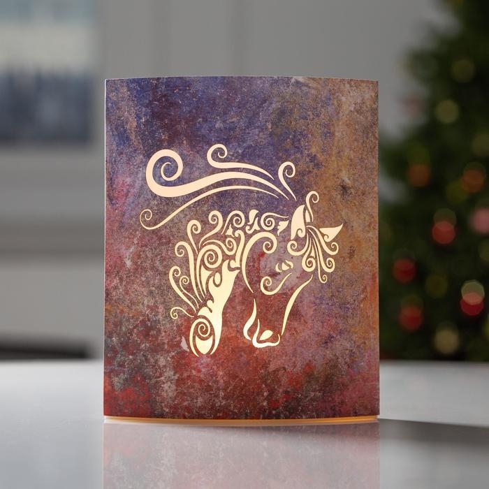 Светодиодная фигура &laquo;Лошадь&raquo; 13 &times; 16 &times; 5 см, картон, батарейка ААх2 (не в комплекте), свечение тёплое белое