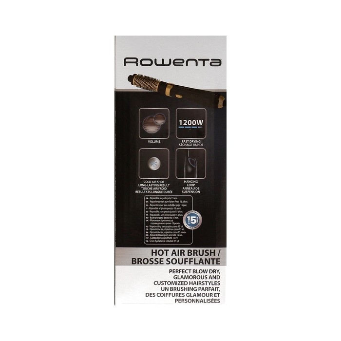 Фен-щетка Rowenta Magic Nature CF7826F0, 1200Вт, 2 скорости, 2 режима, чёрно-золотистый Фен-щетка Rowenta Magic Nature CF7826F0, 1200Вт, 2 скорости, 2 режима, чёрно-золотистый