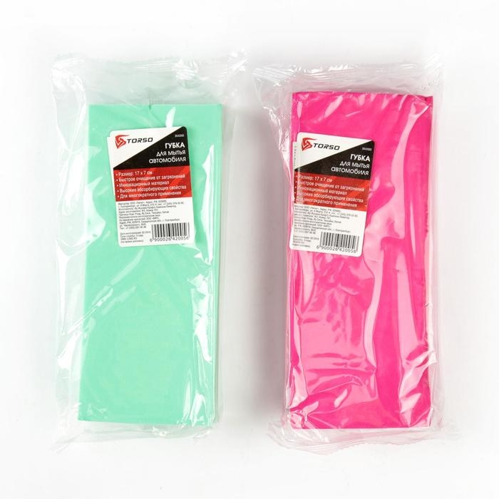 Губка для мытья авто TORSO, 17&times;7 см, влаговпитывающая, микс