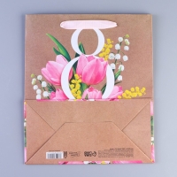 Пакет подарочный крафтовый вертикальный, упаковка, &laquo;8 марта&raquo;, ML 27 х 23 х 11.5 см