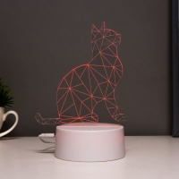 Светильник сенсорный "Кот сидя" LED 7 цветов USB/от батареек белый