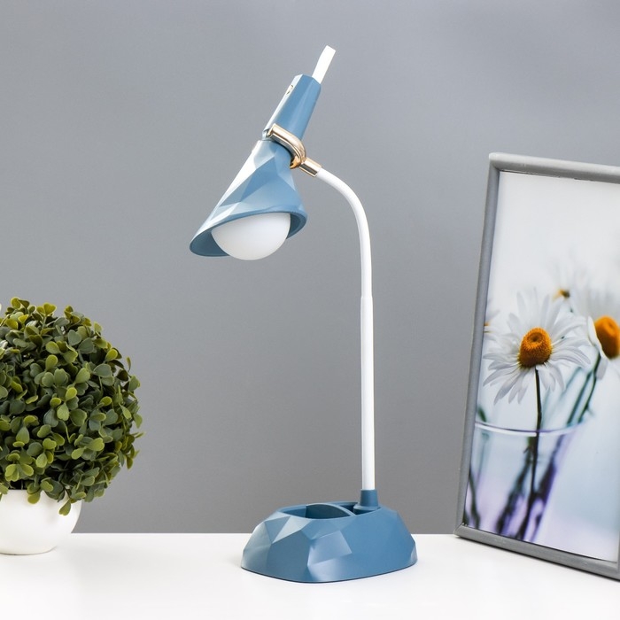 Настольная лампа Настольная лампа "Делсер" LED 3Вт USB АКБ синий 14х13х39 см RISALUX