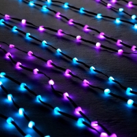 Умная гирлянда &laquo;Нить&raquo; 5 м роса с насадками &laquo;Шарики&raquo;, IP20, черный провод, 100 LED, пульт ДУ, приложение, свечение RGB, USB