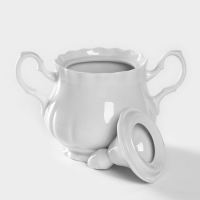 Сахарница фарфоровая &laquo;Романс&raquo;, 550 мл, с крышкой, цвет белый