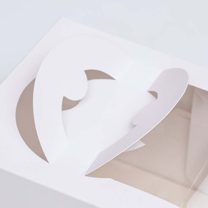 Коробка под бенто-торт с окном, белая, 16 х 16 х 12,5 см