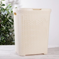 Корзина бельевая с крышкой, 60 л, 34&times;44&times;56 см, цвет слоновая кость