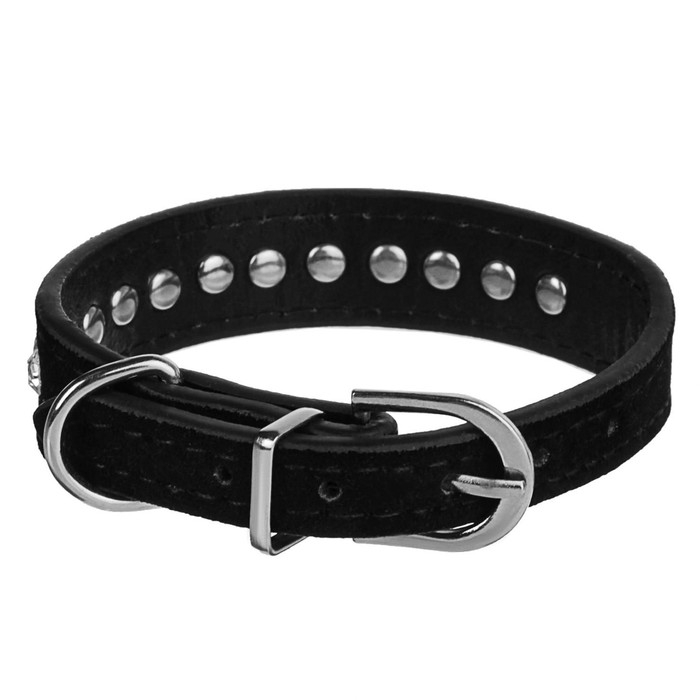 Ошейник Ошейник "Бархат и стразы", 31 х 1,3/2 см, ОШ 22-28 см, чёрный