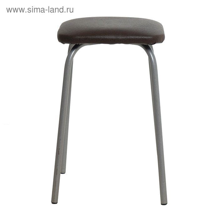 Табурет "Эконом" квадратный, Серебристый металлик/шоколад  МИКС